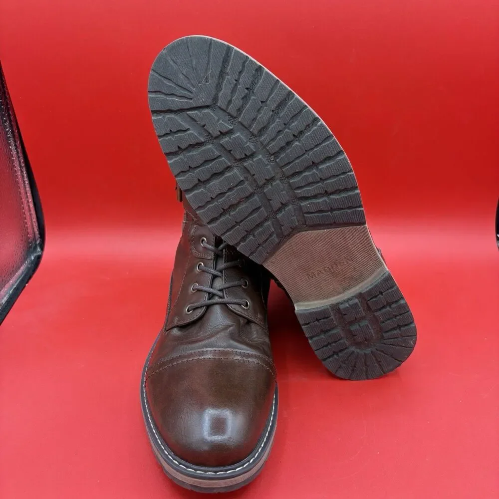 Madden By Steve Madden Ortholite Boots Dark Brown Side Zip Buckle Mens 12